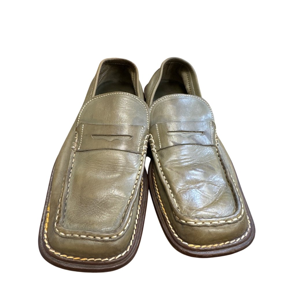 Jonathan Made In Italy Leather Slip-On Green Loafers Shoes Size 9 Sku 6897